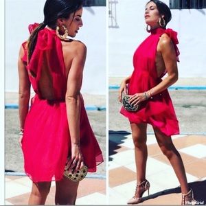 Zara organza mini dress with a bow